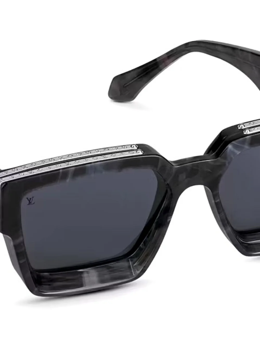 Louis Vuitton Gray Marbled Square Sunglasses with Silver Trim
